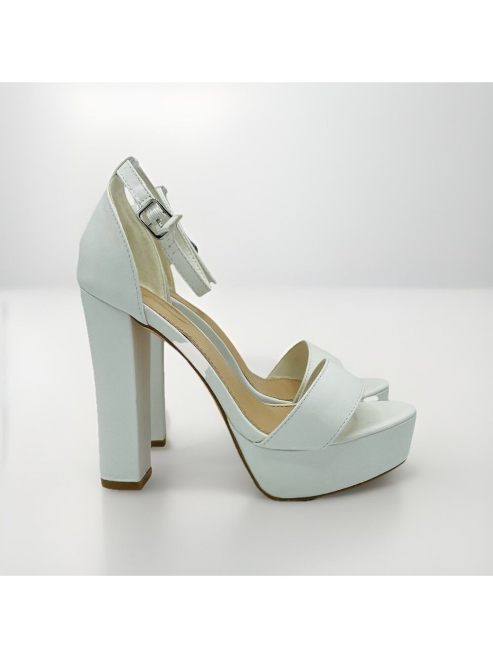 Elegant Collection Womens Size 5.5 White Bansy High Heels Sandals Ankle Strap